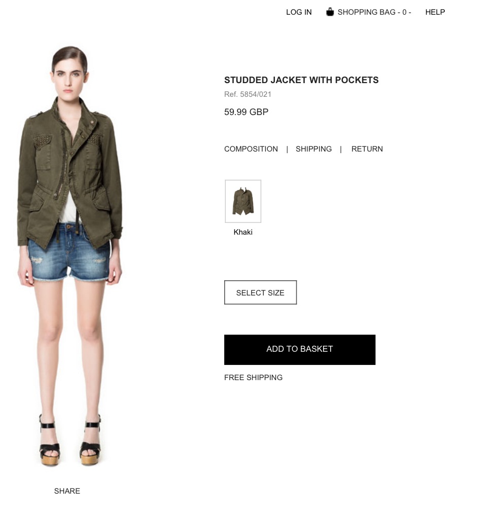 Zaraâ€™s minimalistic and monochromatic Product Page focussed ...